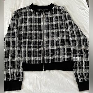 SHEIN Plus Plaid Zip Up Tweed Bomber Jacket size 3 XL